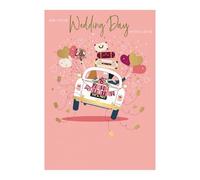 Word n wishes Wedding Card - On your Wedding Day with Love, Just Married, 24 x 17 cms, Multi-coloured, Made in the UK