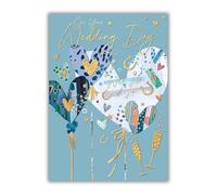 Word n wishes Wedding Day Card, Multi Coloured and Patterned Heart Shaped Balloons, 15.8 x 22 cm, Multi-coloured