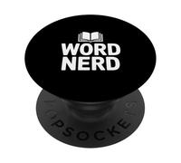 Word Nerd Book Lover Typography With Open Book PopSockets Adhesive PopGrip