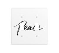 Word Peace Minimalist Line Art Double Gang Toggle Light Cover Wall Plate Switch Decor Standard Size - 11.4x11.4cm
