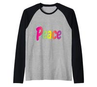Word Peace Name Rainbow Font Colorful Design Raglan Baseball Tee