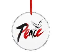 Word PEACE White Dove Minimalist Crystal Glass Hanging Ornaments for Christmas Tree Decor