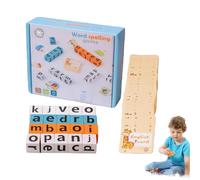 Word Race Spelling Game for Kids Alphabet Puzzle Set with Flash Cards and Alphabet Blocks, Matching English Words Recognition Toy for Kids Preschool