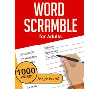 Word Scramble for Adults, Large Print Word Puzzle Jumble book and Fun Word Anagram Games Activity challenge