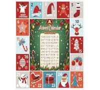 Word Search Advent Calendar: Christmas Puzzles with Solution, 25 Countdown to Christmas. Gift Idea for Teens, Adults, and Seniors