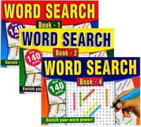 Word Search Books Set of 3 A5 Puzzle Books - 420 Puzzles Total - Case Bound Landscape Wordsearch Activity Books with Solutions - Brain Training Games for Adults & Older Children - Travel Holiday Home