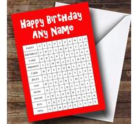 Word Search Fun Activity Red Personalised Birthday Card | Birthday Card | Children's Birthday Card | Birthday Card for Kids