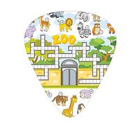 Word Search Game 12 PCS Guitar Picks,Zoo Game Different Words,3 Thickness Art Colorful Pattern Guitar Pick Plectrums For Electric,Acoustic Guitars Includes 0.46/0.71/0.96 mm,Multicolor