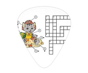 Word Search Puzzle Guitar Picks Picks 12 Pack with Thin Box,Crossword Game for Children Cute Cat on Beach and Building Sand Castles,Special Guitar Plectrums Gift Set for Guitarist
