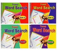 Word Search Travel Books Set of 4 Spiral Bound Puzzle Books - 540 Puzzles Total - Compact A5 Size Brain Training Wordsearch Games for Adults & Older Children - Ideal for Travel Holidays Car Journeys