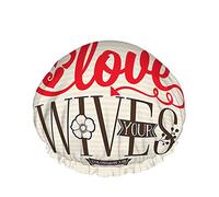 Word Shower Cap Husbands Love Your Wives Family Quote with Beard Flower Stripes Large Bath Caps for Women Men Girls Long Hair Waterproof Reusable Hats