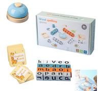 Word Spelling Game, Alphabet Puzzle Set for 1 2 3 Year Old, Turn A Word Game with 64 Flash Cards & 20 Wooden Alphabet Blocks, Matching English Word Spelling Toy for Early Learning/Preschool/Classroom