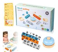 Word Spelling Game, Alphabet Puzzle Set, Turn A Word Game With 64 Flash Cards & 20 Wooden Alphabet Blocks, for 3-5 Year Olds, Sight Words Recognition for Early Learning,Preschool,Classroom