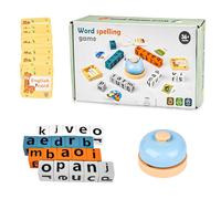 Word Spelling Game, Alphabet Puzzle Set, Turn A Word Game with Bell, Educational Word Games, 64 Sight Words Flash Cards & 20 Wooden Alphabet Blocks for Early Learning,Preschool,Classroom