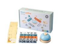 Word Spelling Game - Alphabet Puzzle Set with Flash Cards, Turn A Word Game With 64 Flash Cards & 20 Wooden Alphabet Blocks, Sight Words Recognition for Early Learning,Preschool,Classroom