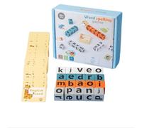 Word Spelling Game, Turn A Word Game with 20 Letter Wooden Blocks & 64 Sight Word Flash Cards, Portable Alphabet Learning Educational Toys Travel Essentials (A-No Bell)