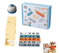 Word Spelling Game,Wooden Block Spelling Game With Bell,Turn A Word Game With 64 Flash Cards & 20 Wooden Alphabet Blocks, Sight Words Recognition for Early Learning,Preschool,Classroom (With Bell)