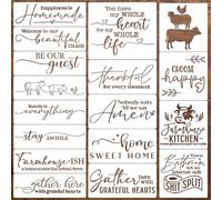 Word Stencils for Painting On Wood Reusable Farmhouse Welcome Stencils Family Inspirational Templates for Shirt Canvas Fabric Decor
