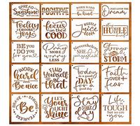 Word Stencils for Painting On Wood Sign Canvas Fabric, Reusable Welcome Farmhouse Burning Inspirational Art Craft Paint Stencil for Shirt Family Furniture Wall Card Making (20 Word 4in)