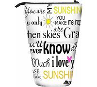 Word Telescopic Pencil Stationery Case Pens Storage Box with Zipper Closure for Women Men Boys Girls I Love You Sunshine Heart Quote Saying Art Words Modern Sun Happy Doodle