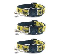 Worded Cat Collars - Please Do Not Feed Me/I Am Microchipped | Safe Quick Release Breakaway Buckle | YELLOW, Please Do Not Feed Me (Pack of 3)
