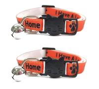 Worded Cat Collars - Please Do Not Feed Me, I Am Microchipped | Safe Quick Release Breakaway Buckle | Zacal Cat Collars (Pack of 2, Orange, I Have A Loving Home)