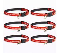 Worded Cat Collars - Please Do Not Feed Me, I Am Microchipped | Safe Quick Release Breakaway Buckle | Zacal Cat Collars (Pack of 6, Red, Please Do Not Feed Me)