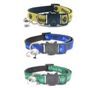 Worded Cat Collars - Please Do Not Feed Me/I Am Microchipped | Safe Quick Release Breakaway Buckle | Zacal Cat Collars (Pack of 3) (Yellow, Blue, Green, Please Do Not Feed Me (Pack of 3))