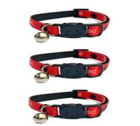 Worded Cat Collars - Please Do Not Feed Me/I Am Microchipped | Safe Quick Release Breakaway Buckle | Zacal Cat Collars - Red, I Am Microchipped (Pack of 3)