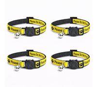 Worded Cat Collars - Please Do Not Feed Me, I Am Microchipped | Safe Quick Release Breakaway Buckle | Zacal Cat Collars (Pack of 4, Yellow, Please Do Not Feed Me)
