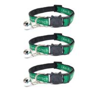 Worded Cat Collars - Please Do Not Feed Me/I Am Microchipped | Safe Quick Release Breakaway Buckle | Zacal Cat Collars - GREEN, I Am Microchipped (Pack of 3)