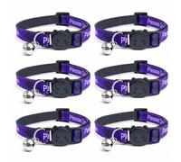 Worded Cat Collars - Please Do Not Feed Me, I Am Microchipped | Safe Quick Release Breakaway Buckle | Zacal Cat Collars (Pack of 6, Purple, Please Do Not Feed Me)