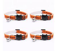 Worded Cat Collars - Please Do Not Feed Me, I Am Microchipped | Safe Quick Release Breakaway Buckle | Zacal Cat Collars (Pack of 4, Orange, I Am Microchipped)