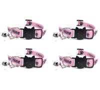 Worded Cat Collars - Please Do Not Feed Me, I Am Microchipped | Safe Quick Release Breakaway Buckle | Zacal Cat Collars (Pack of 4, Pink, I Have A Loving Home)