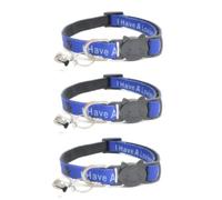 Worded Cat Collars - Please Do Not Feed Me/I Am Microchipped | Safe Quick Release Breakaway Buckle | Zacal Cat Collars- BLUE, I Have A Loving Home (Pack of 3)