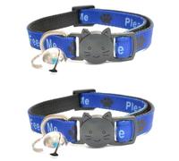 Worded Cat Collars - Please Do Not Feed Me, I Am Microchipped | Safe Quick Release Breakaway Buckle | Zacal Cat Collars (Pack of 2, Blue, Please Do Not Feed Me)