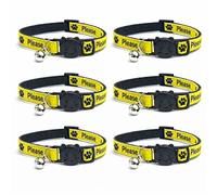 Worded Cat Collars - Please Do Not Feed Me, I Am Microchipped | Safe Quick Release Breakaway Buckle | Zacal Cat Collars (Pack of 6, Yellow, Please Do Not Feed Me)