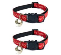 Worded Cat Collars - Please Do Not Feed Me, I Am Microchipped | Safe Quick Release Breakaway Buckle | Zacal Cat Collars (Pack of 2, Red, I Have A Loving Home)
