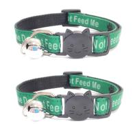 Worded Cat Collars - Please Do Not Feed Me, I Am Microchipped | Safe Quick Release Breakaway Buckle | Zacal Cat Collars (Pack of 2, Green, Please Do Not Feed Me)