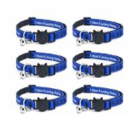 Worded Cat Collars - Please Do Not Feed Me, I Am Microchipped | Safe Quick Release Breakaway Buckle | Zacal Cat Collars (Pack of 6, Blue, I Have A Loving Home)