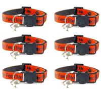 Worded Cat Collars - Please Do Not Feed Me, I Am Microchipped | Safe Quick Release Breakaway Buckle | Zacal Cat Collars (Pack of 6, Orange/Black, Please Do Not Feed Me)