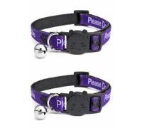 Worded Cat Collars - Please Do Not Feed Me, I Am Microchipped | Safe Quick Release Breakaway Buckle | Zacal Cat Collars (Pack of 2, Purple, Please Do Not Feed Me)