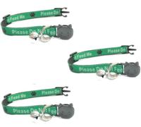 Worded Cat Collars - Please Do Not Feed Me/I Am Microchipped | Safe Quick Release Breakaway Buckle | Zacal Cat Collars - GREEN, Please Do Not Feed Me (Pack of 3)