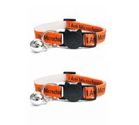 Worded Cat Collars - Please Do Not Feed Me, I Am Microchipped | Safe Quick Release Breakaway Buckle | Zacal Cat Collars (Pack of 2, Orange, I Am Microchipped)