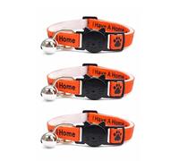 Worded Cat Collars with Bell - Please Do Not Feed Me, I Am Microchipped | Safe Quick Release Breakaway Buckle | Zacal Cat Collars (2. Orange, I Have A Loving Home, Pack of 3)