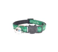 Worded Cat Collars with Bell - Please Do Not Feed Me, I Am Microchipped | Safe Quick Release Breakaway Buckle | Zacal Cat Collars (1. Green, Please Do Not Feed Me, Pack of 1)