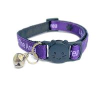 Worded Cat Collars with Bell - Please Do Not Feed Me, I Am Microchipped | Safe Quick Release Breakaway Buckle | Zacal Cat Collars (4. Purple, I Am New To The Area, Pack of 1)