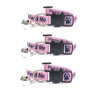 Worded Cat Collars with Bell - Please Do Not Feed Me, I Am Microchipped | Safe Quick Release Breakaway Buckle | Zacal Cat Collars (1. Pink, Please Do Not Feed Me, Pack of 3)