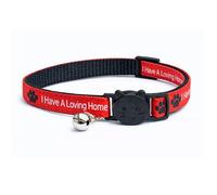 Worded Cat Collars with Bell - Please Do Not Feed Me, I Am Microchipped | Safe Quick Release Breakaway Buckle | Zacal Cat Collars (2. Red, I Have A Loving Home, Pack of 1)