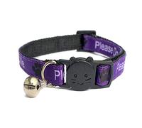Worded Cat Collars with Bell - Please Do Not Feed Me, I Am Microchipped | Safe Quick Release Breakaway Buckle | Zacal Cat Collars (1. Purple, Please Do Not Feed Me, Pack of 1)
